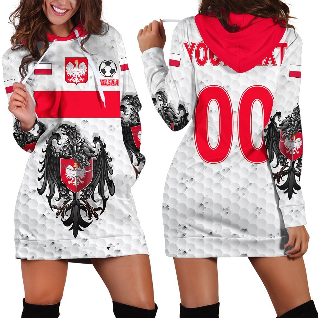 (Custom) Poland (Polska) Euro Soccer Hoodie Dress Flag and Eagle A27