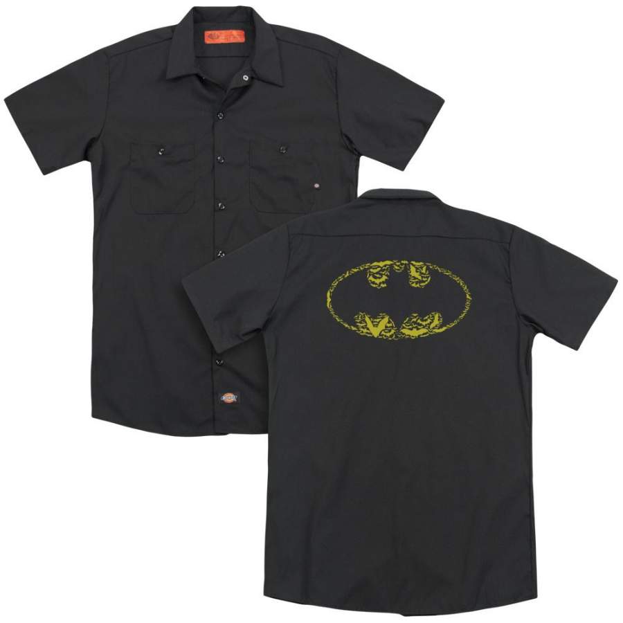 Batman – Bats On Bats (Back Print) Adult Work Shirt