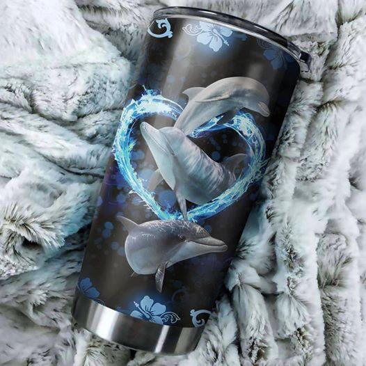 Dolphin Heart Stainless Steel Tumbler Cup 20oz/30oz