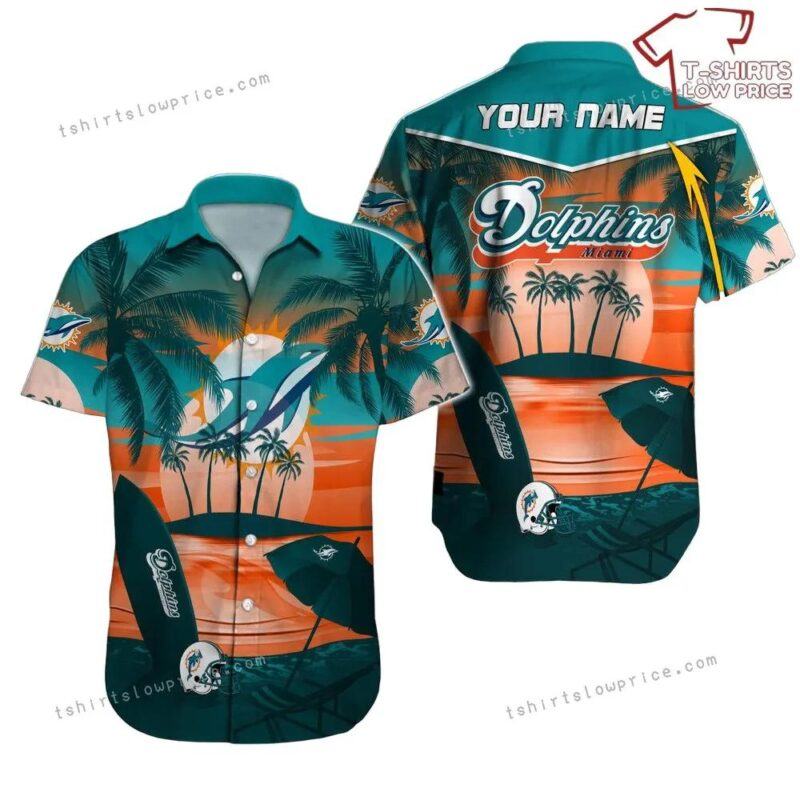 Miami Dolphins Hawaiian Shirt Nfl Football Custom Name Cheap Hawaiian Shirt For Men Women