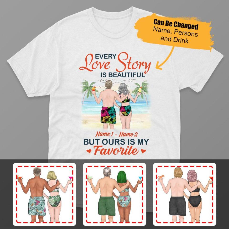 Personalized Couple Beach Love Story T Shirts, Custom Gift For Him, Her – Trending Personalized