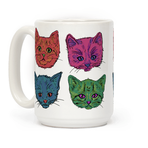 Colorful Kitten Square Pattern Coffee Mug