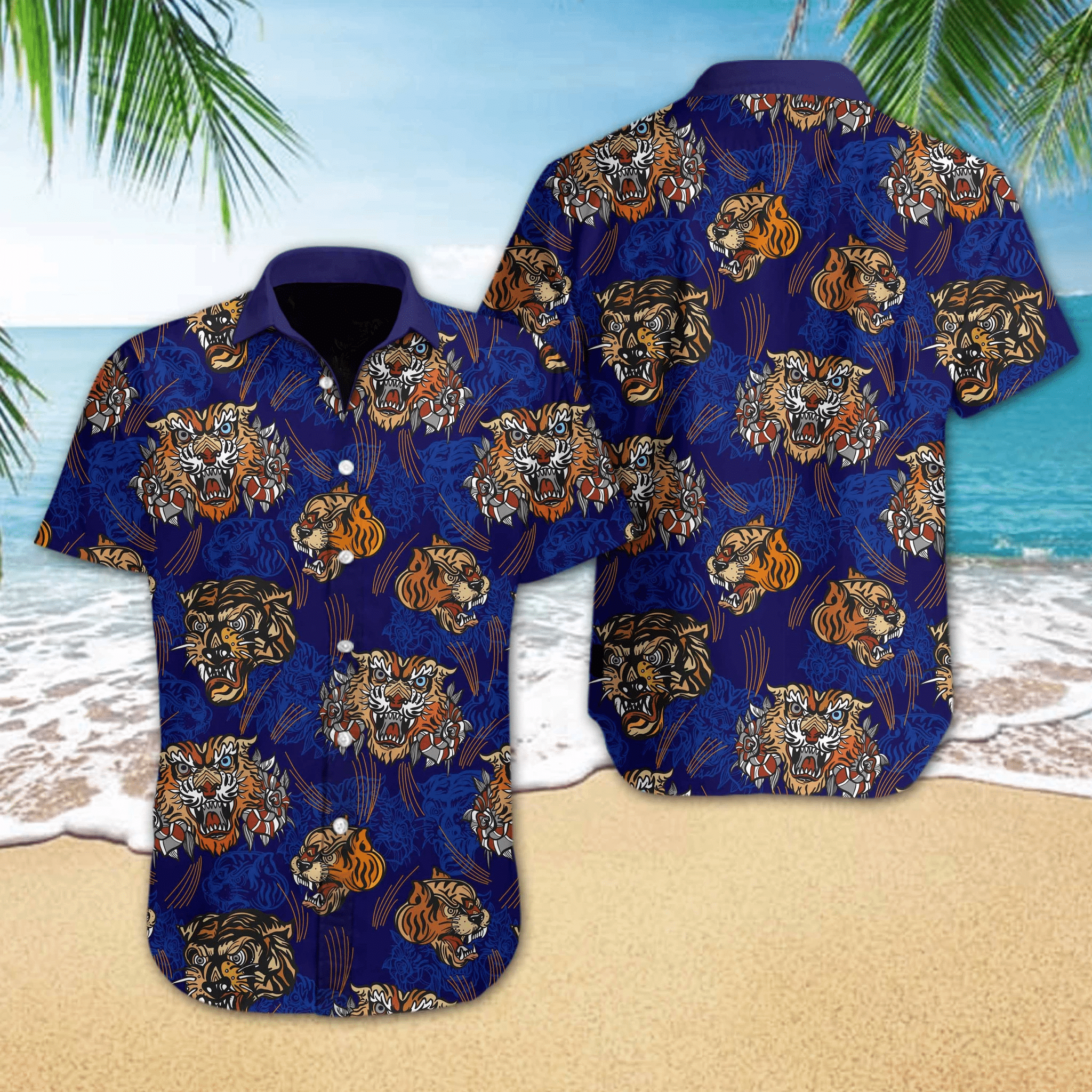 Hawaii Aloha Shirts Tiger Tattoo Style Ha32418