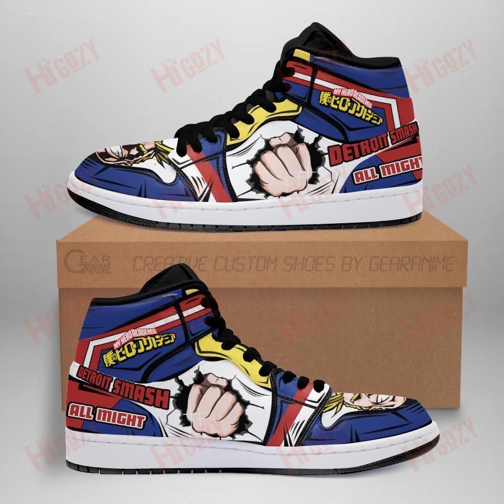 Bnha All Might Sneakers Custom Anime My Hero Academia Shoes Fan Gift Idea