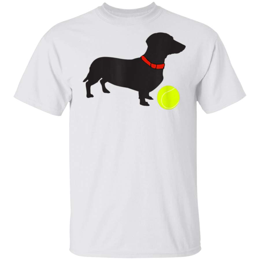 Dachshund Dog or Puppy Silhouette Playing With Tennis Ball TShirt