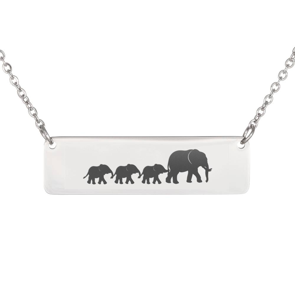 Personalized Mama Elephant + 3 Baby Elephants Necklace