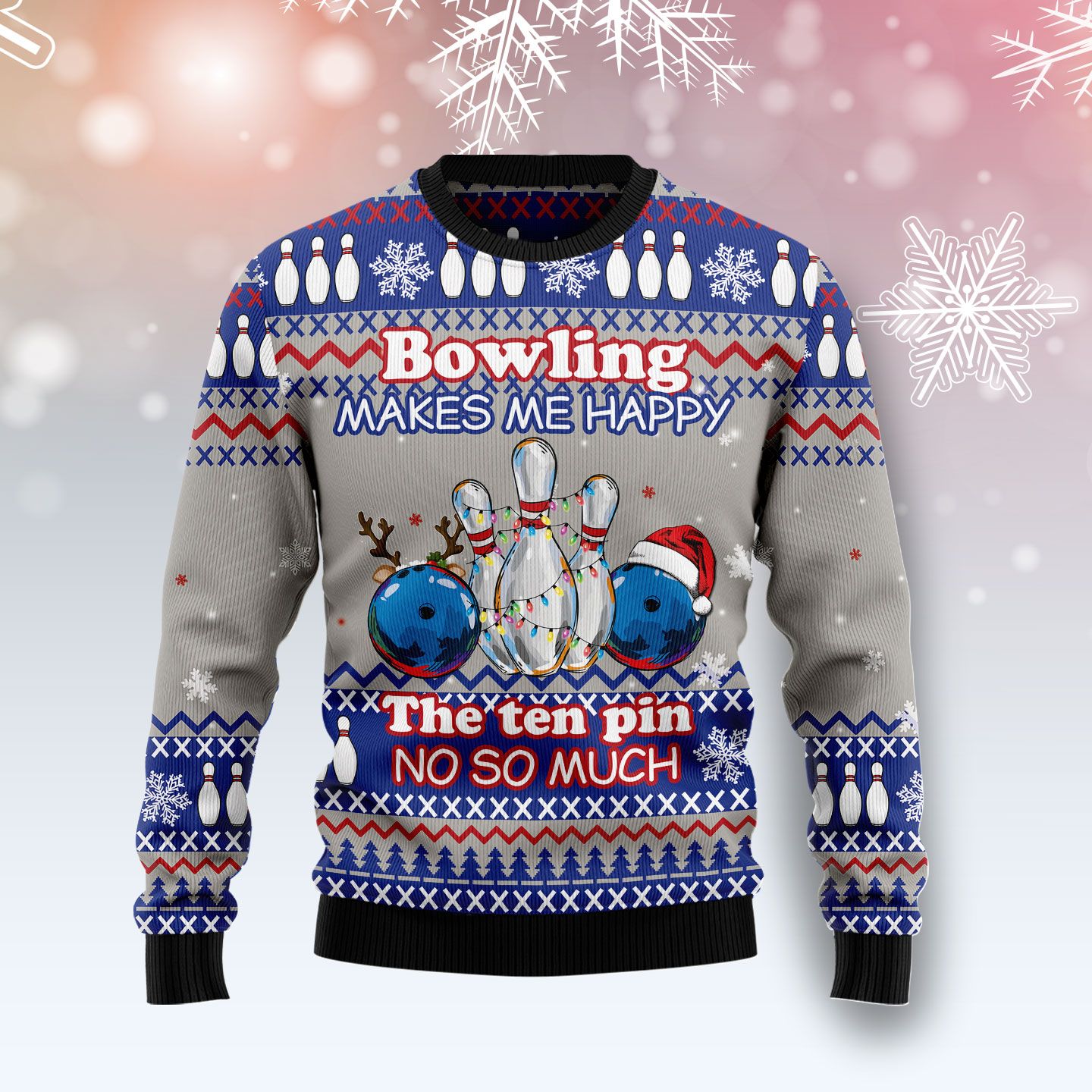 Bowling Merry Christmas Ugly Christmas Sweater | For Men & Women | Adult | Us5034