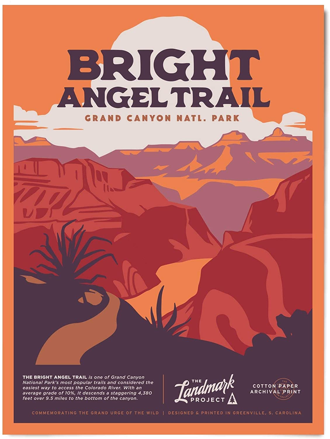 Travel Bright Angel Trail Visit Grand Canyon Arizona Poster Art Print      Home Decor Gift For Men Women Family Friend On Birthday Xmas