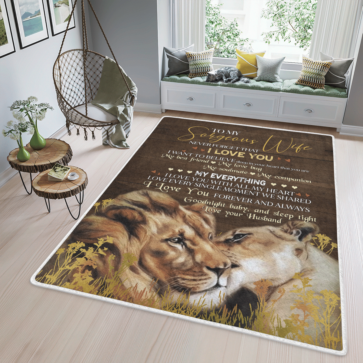 Wooni To My Gorgeous Wife – Lion Area Rug, Rectangle Rug Wn070322139