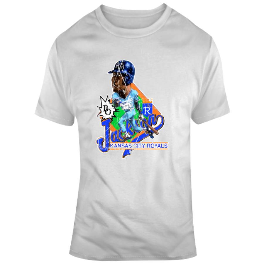 Bo Jackson Kc Kansas City Baseball Distressed Retro Caricature T Shirt