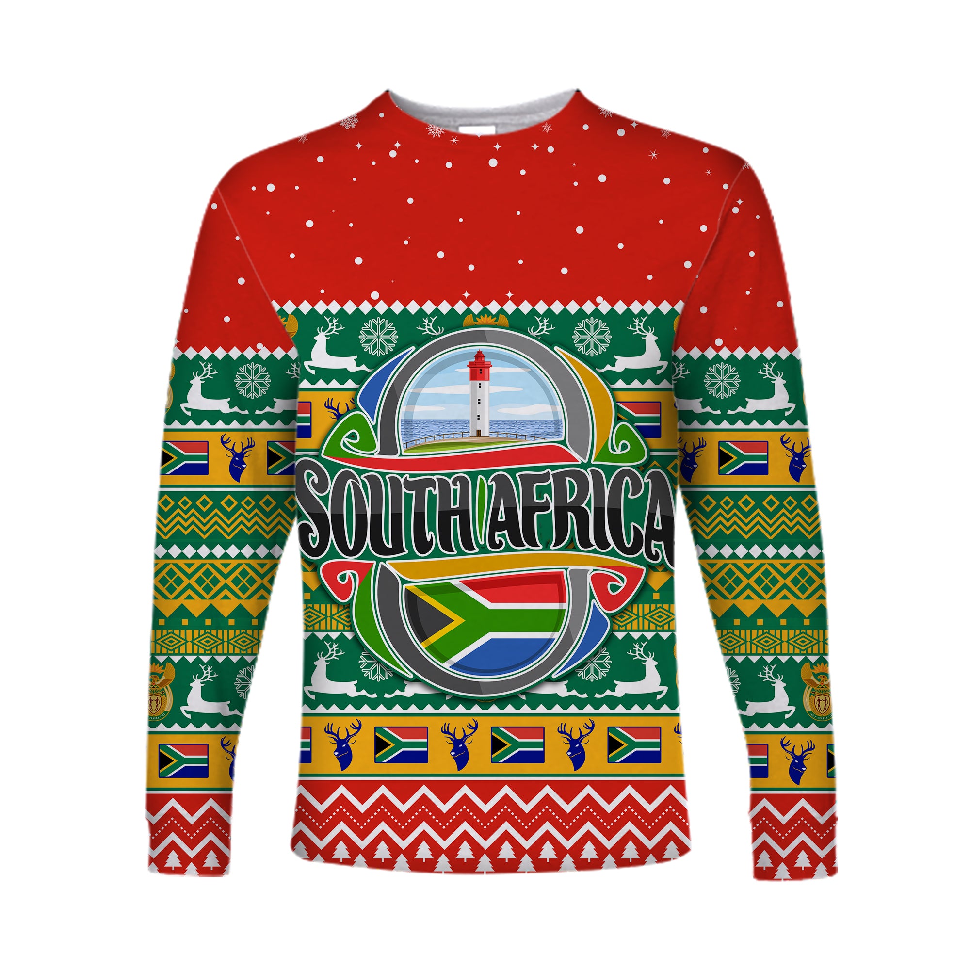 South Africa Christmas Long Sleeve Shirt African Springbok Lt13