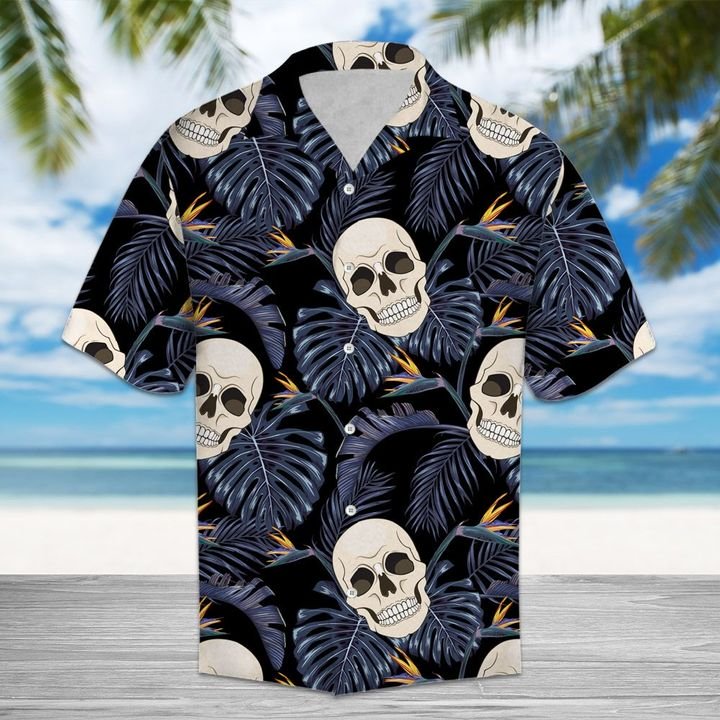 Amazing Skull And Tropical Leaves Hawaiian Shirt Summer Button Up For Men, Women, Couple