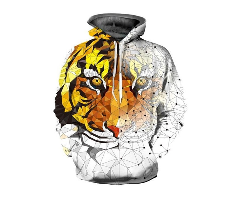 Colorful Wild Tiger Patent All Over Print Hoodie Cool 3D Quality Sweatshirt Gift Adults And Teenagers Unisex