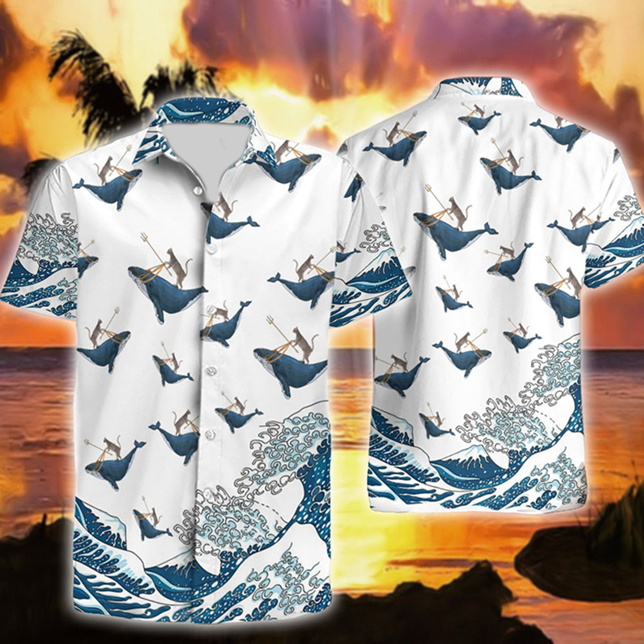 Cat Riding Whale Funny Hawaiian Shirt | For Men & Women | Hw2103