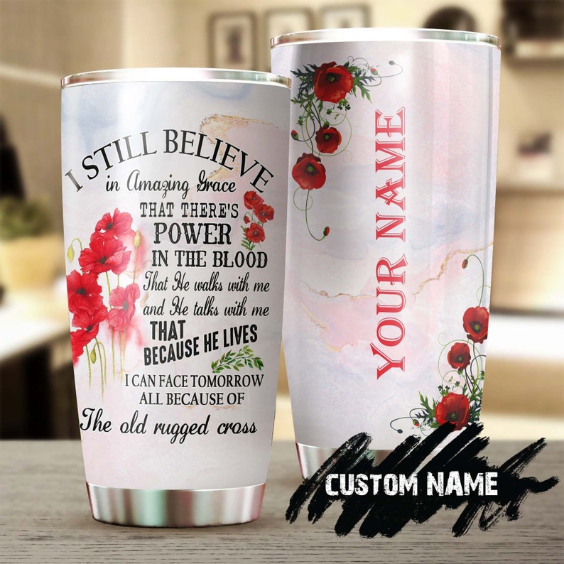 Faith Believe In Amazing Grace Personalized Tumbler-Birthday Christmas Gift For Jesus Lover Catholic Christians