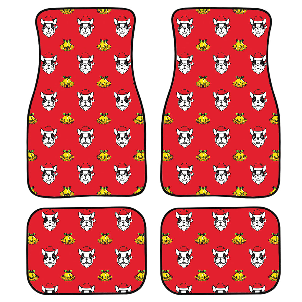 Christmas French Bulldog Santa Print Front And Back Car Floor Mats, Front Car Mat