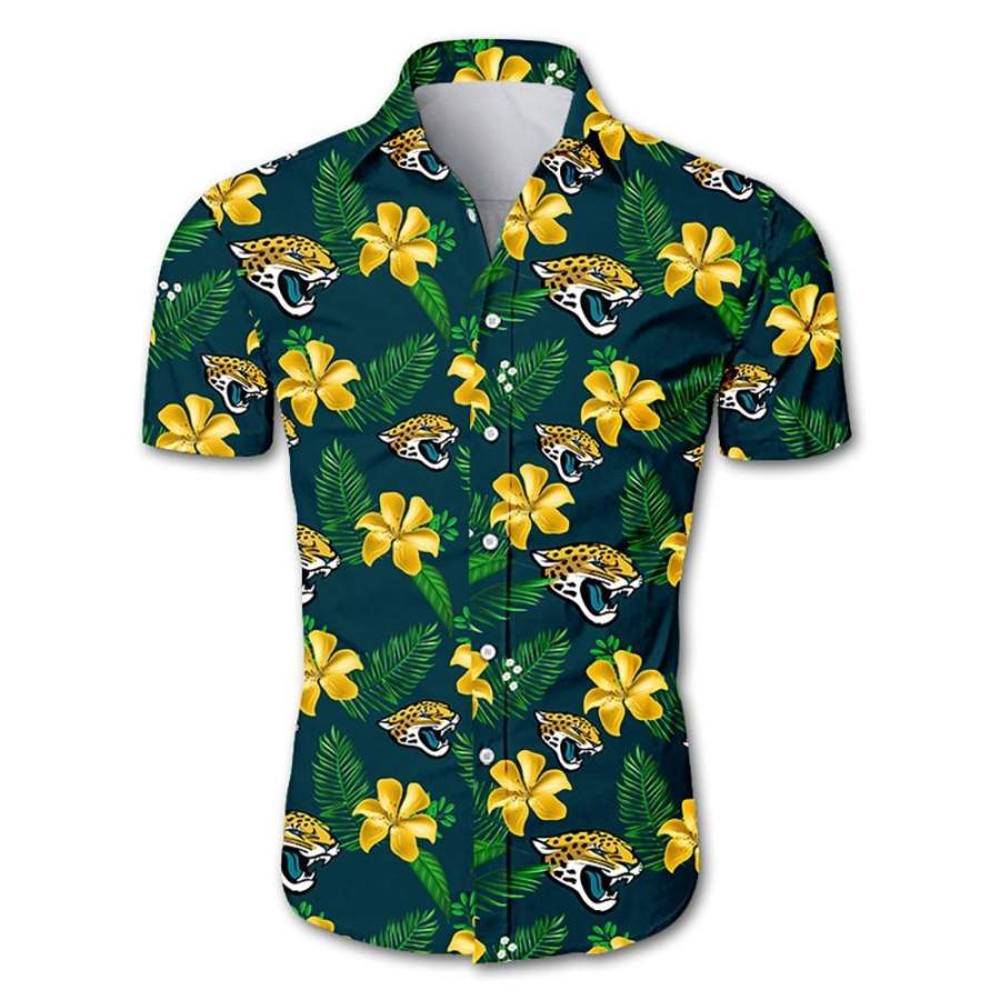 Jacksonville Jaguars Hawaii All Over Print Floral Button Up Slim Fit Body Ha107257