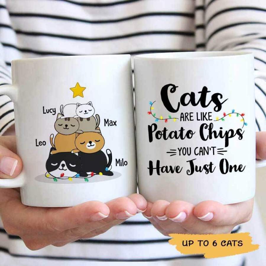 Cats Are Like Potato Chips Christmas Tree Personalized Mug