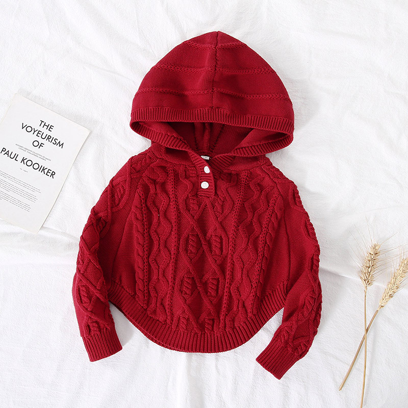 Criscky Autumn Children Sweaters Kids Knitting Pullovers Hooded Tops Toddler Girls Solid Long Sleeve Baby Girl Sweaters Winter alx