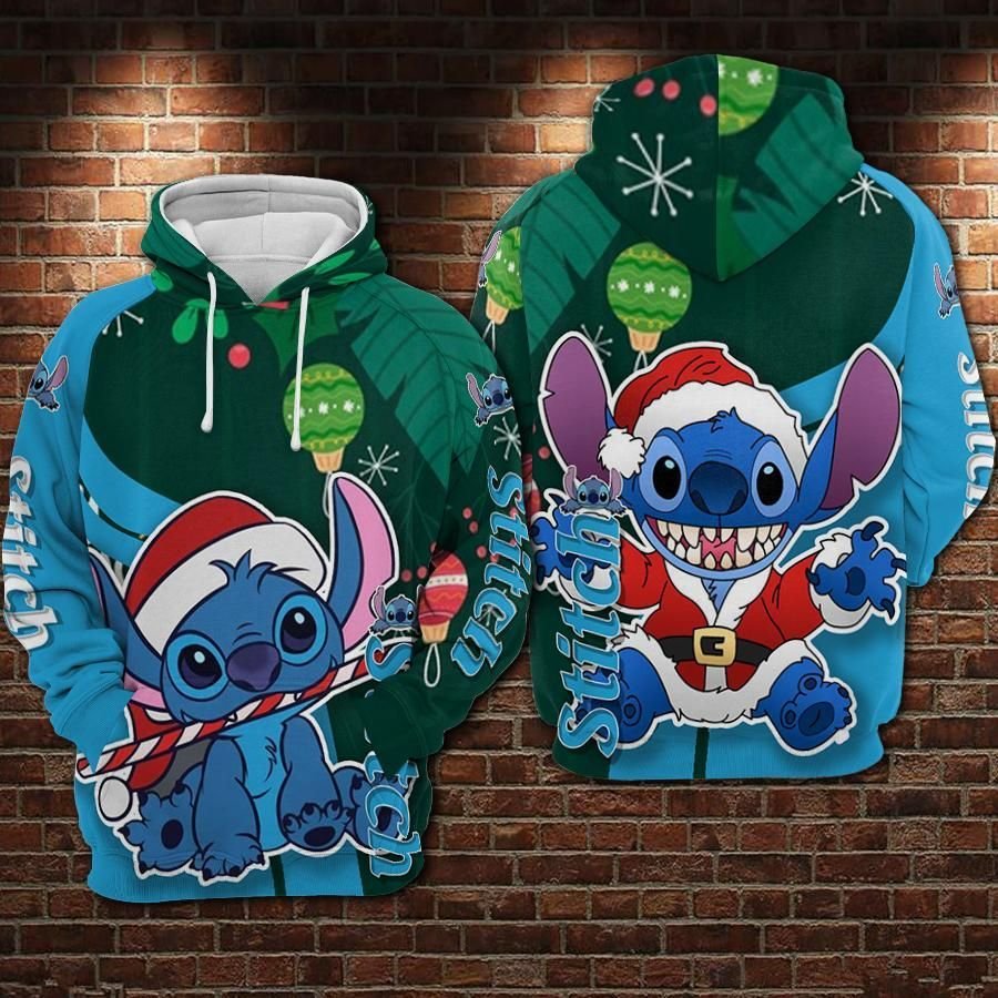 Dn Christmas Hoodie Stitch Biting Candy Christmas Hoodie