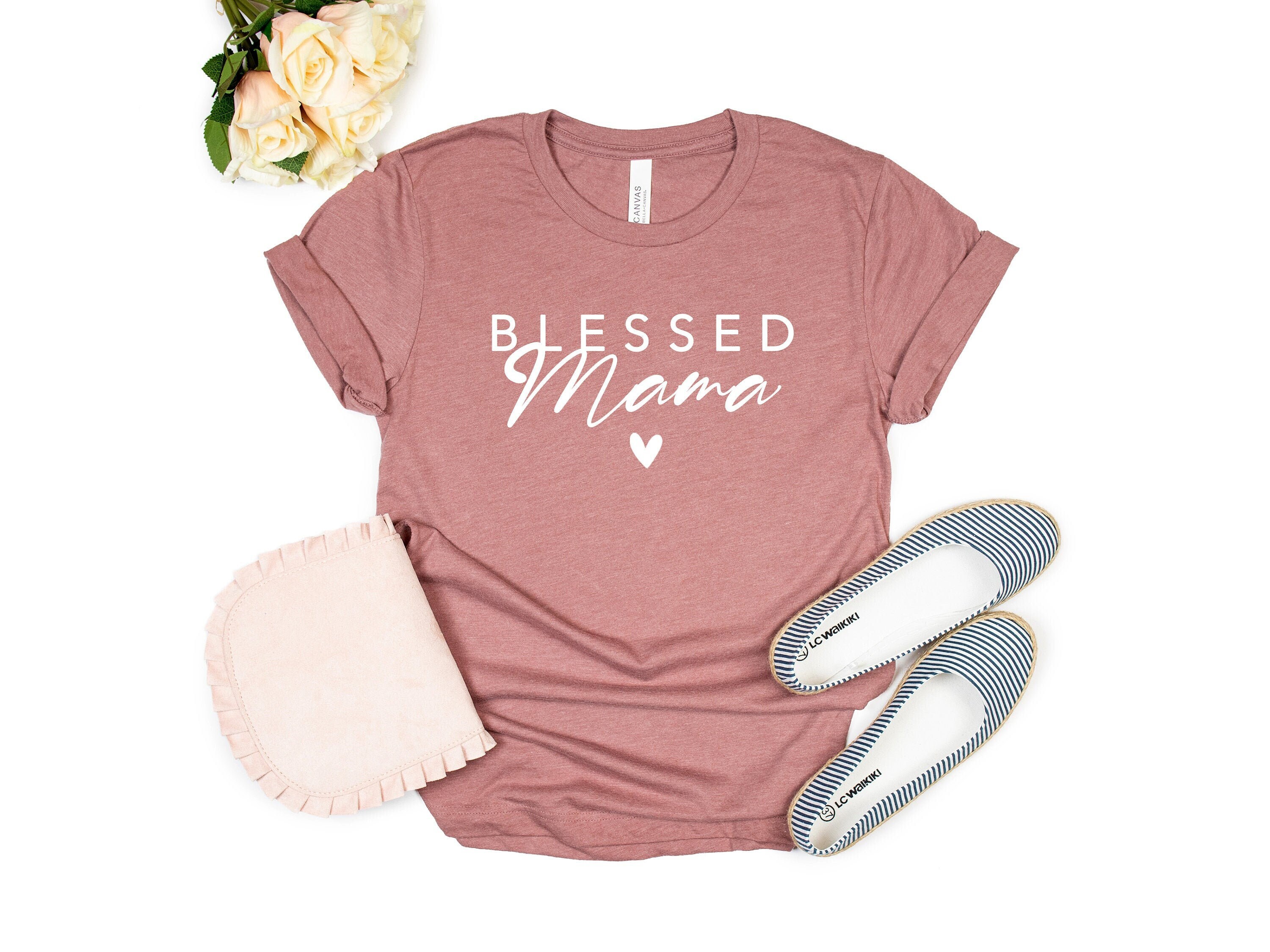 Blessed Mama Shirt, Mom Gift, Wife Gift, Mom Shirt, Mama T-Shirt, Mother’s Day Gift, Christmas Gift for Mom, Gift for Wife, Pregnancy Tee