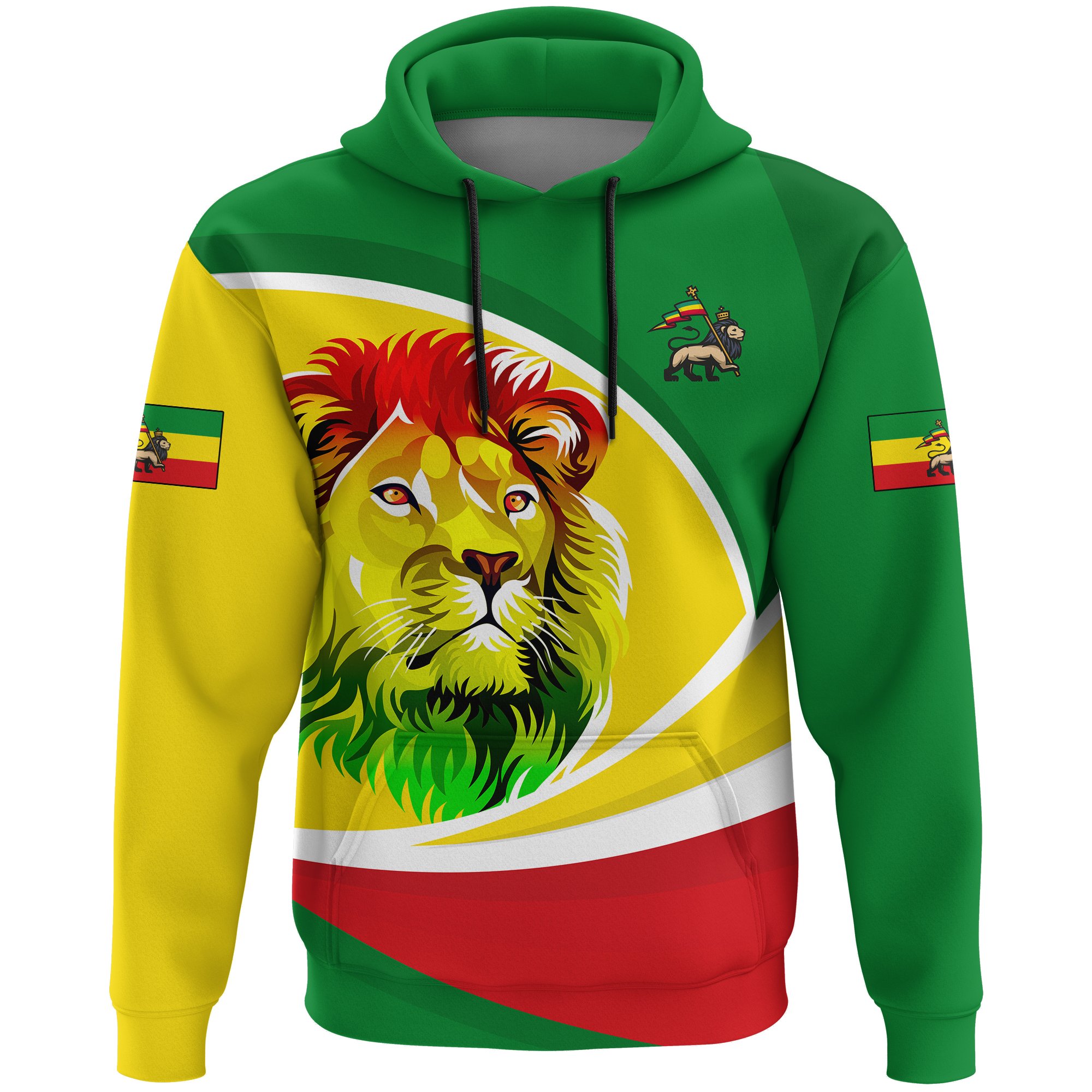 1stTheWorld Ethiopia Hoodie, Ethiopia Lion Rasta Active A10