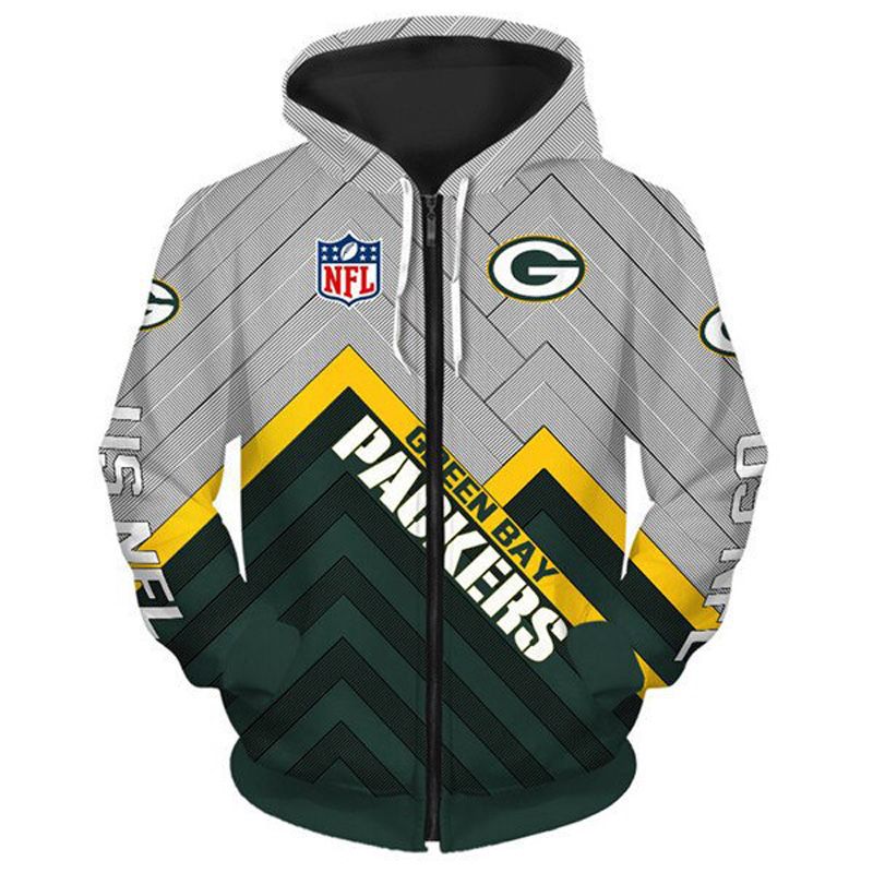 Green Bay Packers Sweatshirt Unisex Branded Team Block Full-Zip Hoodie