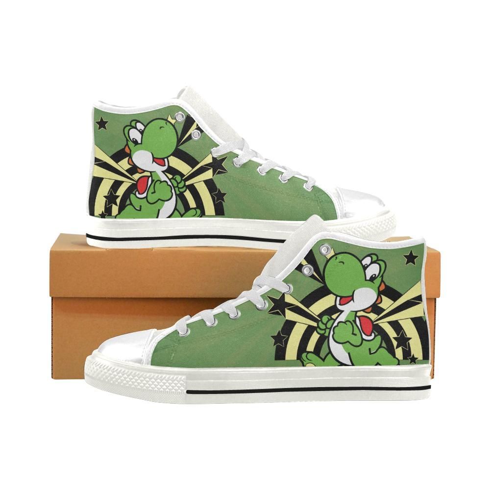 Yoshi White Men Classic High Top Canvas Shoes Design By TeeCowBoy Fashion