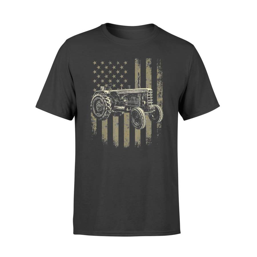 Tractor Farm T Shirt – Patriotic Tractor American Flag Shirt – Standard T-shirt