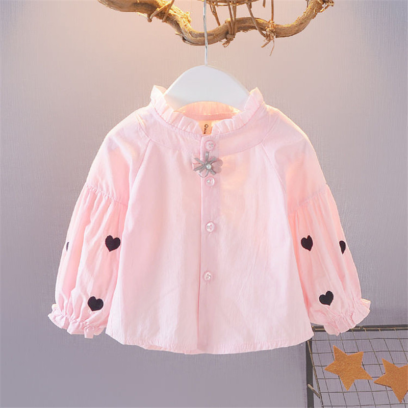 Autumn Kids Baby Long Sleeve Blouse Solid Color Lace Doll Collar Cotton Blouse Shirts For Girls Children’s Clothes Tops alx