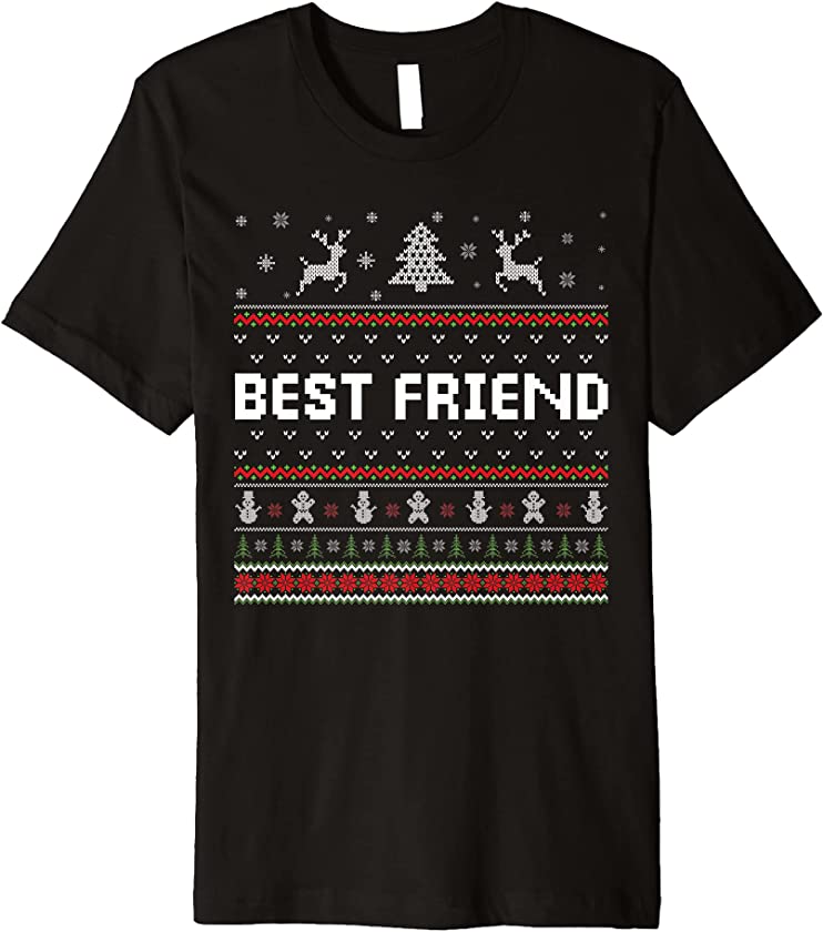 Best Friend Ugly Holiday Matching Ugly Christmas Sweater Premium T-Shirt