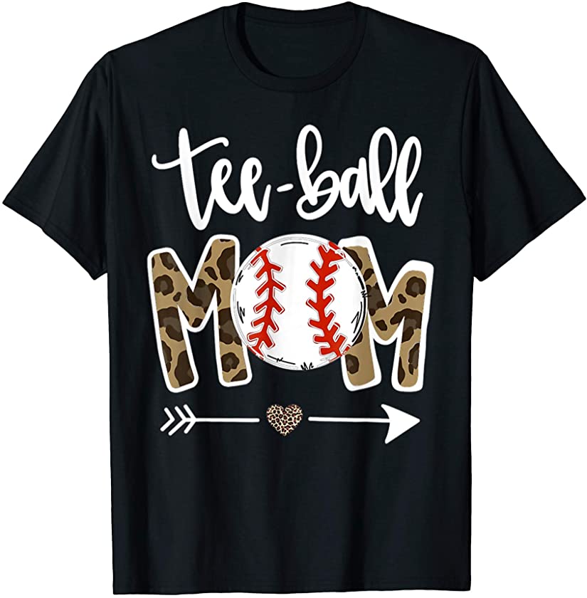 Teeball Mom Leopard Funny Teeball Mom Mother’s Day 2021 Tee T-Shirt