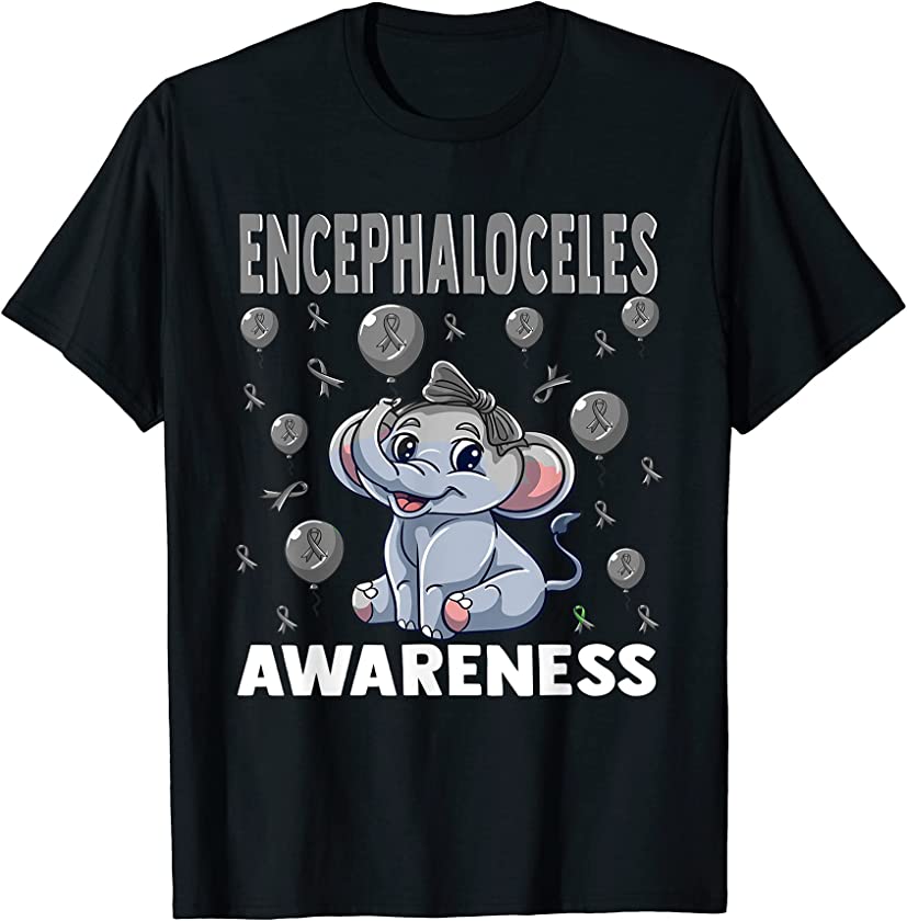 Encephaloceles Awareness Brain Disease Related Elephant Ribb T-Shirt