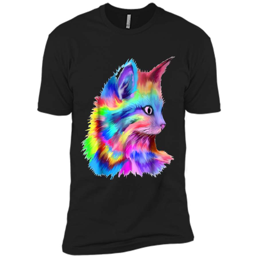 Colorful Cute Rainbow Kitten Cat Psychedelic Rave Edm  Next Level Premium Short Sleeve Tee