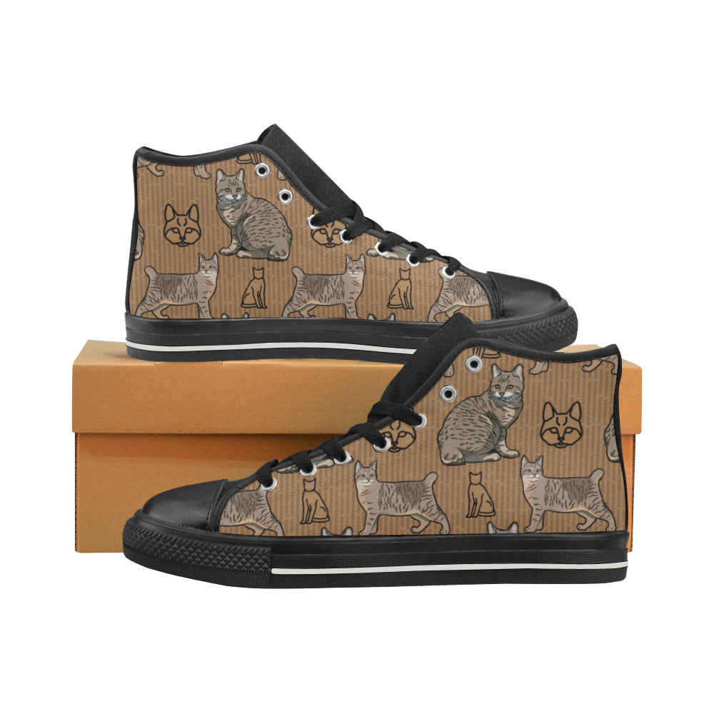 Pixie-bob Black High Top Canvas Shoes for Kid