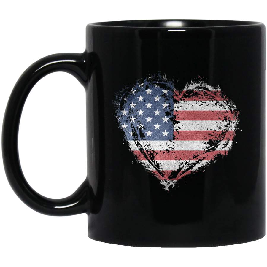 Vintage Usa Heart Shape American Flag Stylish Design _2645 Coffee Mug