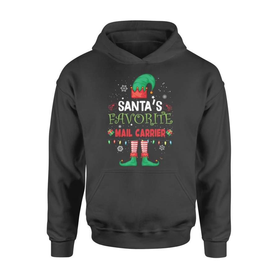 Dngfashion ‘s Santa’s Favorite Mail Carrier – Mail Carrier Shirt – Christmas Tree – Mail Carrier Elf Shirt – Standard Hoodie