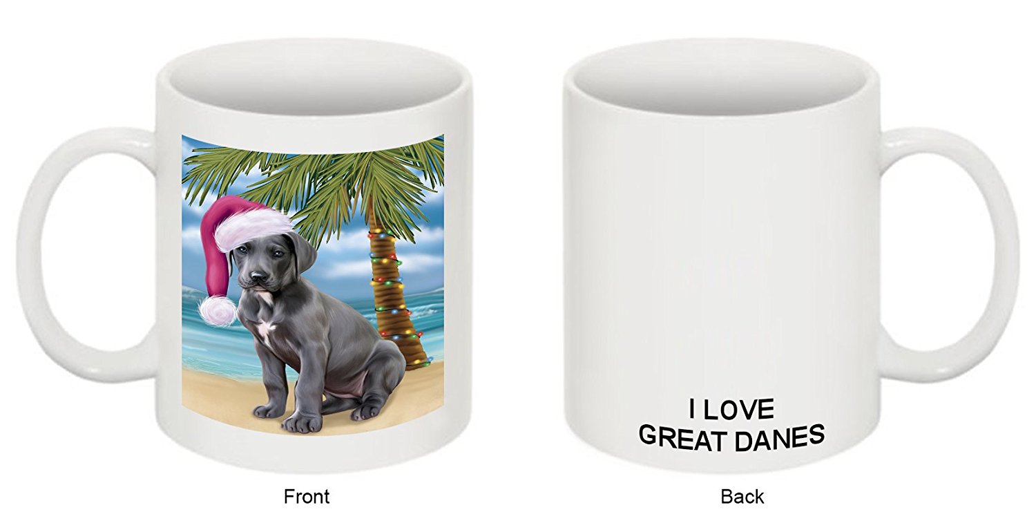 Summertime Great Dane Puppy On Beach Christmas Mug Cmg0808