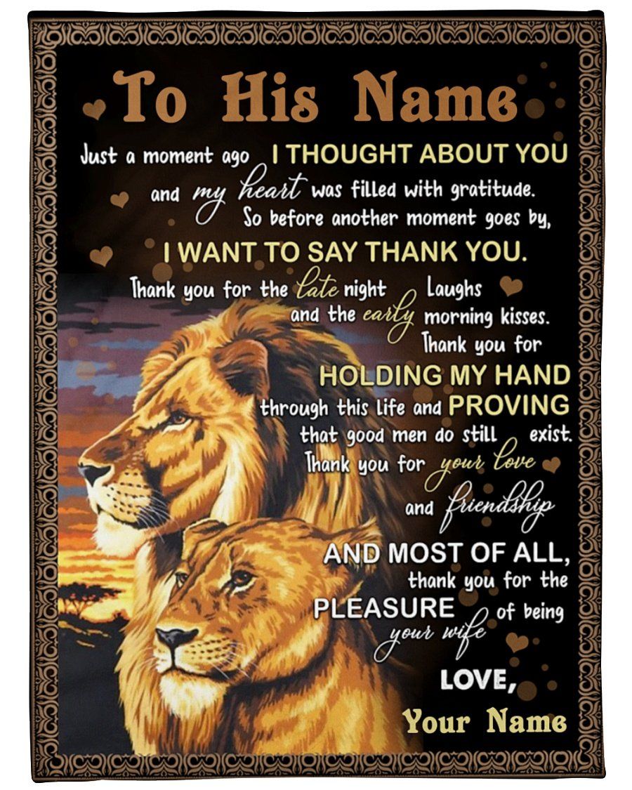 [Personalized Name] Lion Thank For Holding My Hand Fleece Blanket, Sherpa Blanket, Gift For Parent, Family Member, Friends Gift, Christmas Gift, Home Decor, Home Living