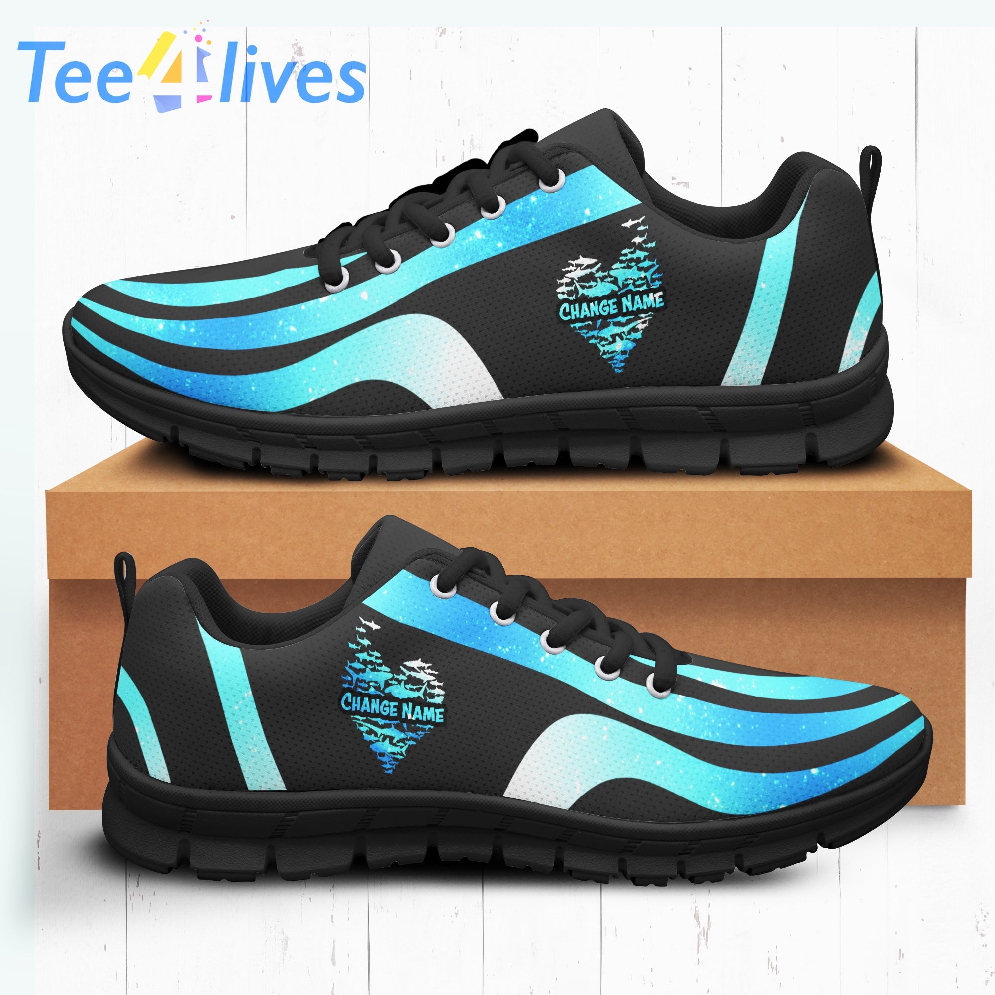 Custom Shoe Shark Personalized Gifts Black Sneakers – Gifts For Men Women