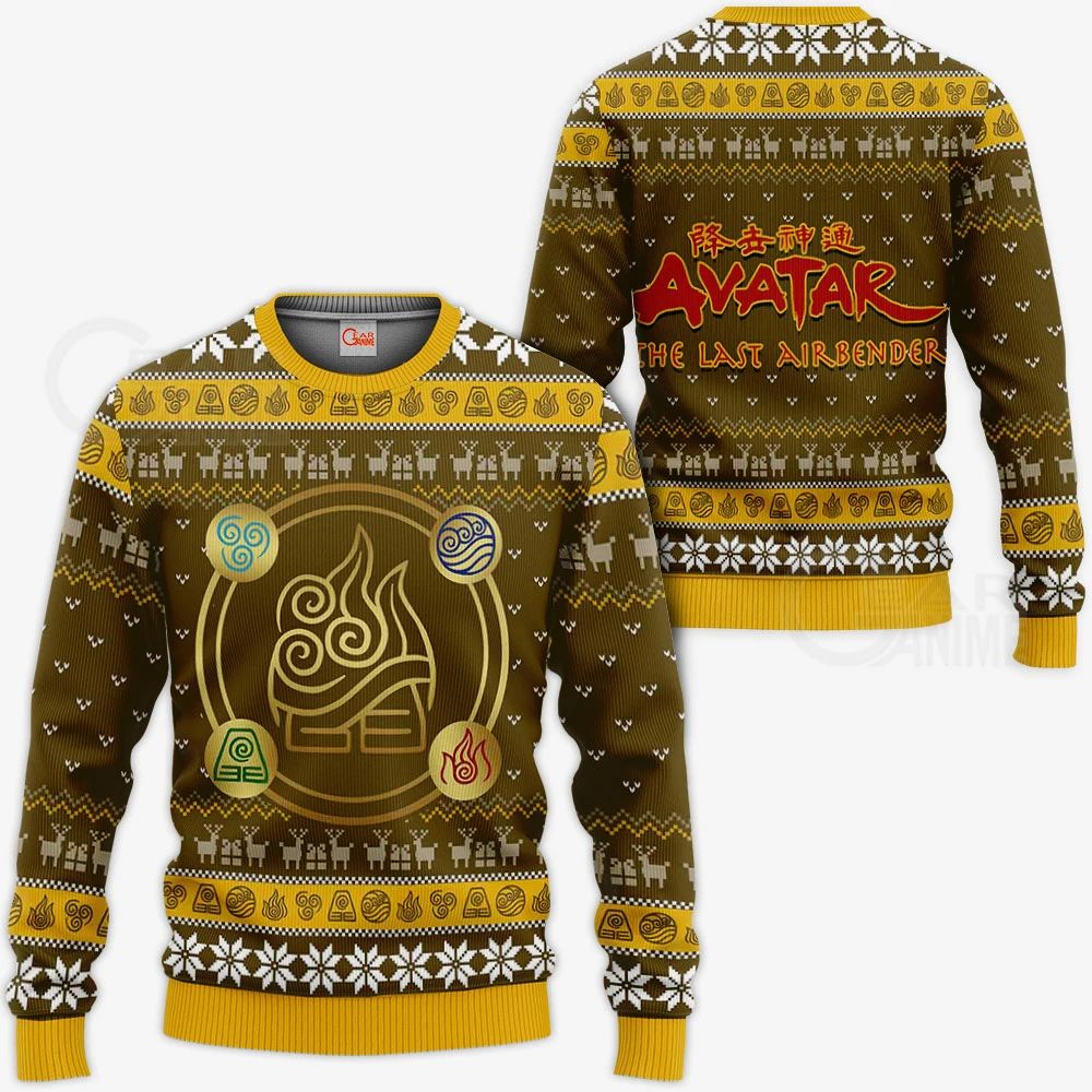 Avatar Airbender Ugly Christmas Sweater Symbols Anime Xmas Gift Va11 Unisex Men Women