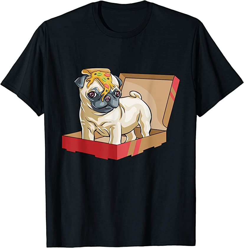 Pug Shirt Dog Puppy Funny Slice Gift Lover Cute Pizza Box T-Shirt