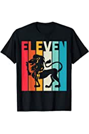 11th Birthday Leo Lion Zodiac Retro Girl Boy 11 years old T-Shirt