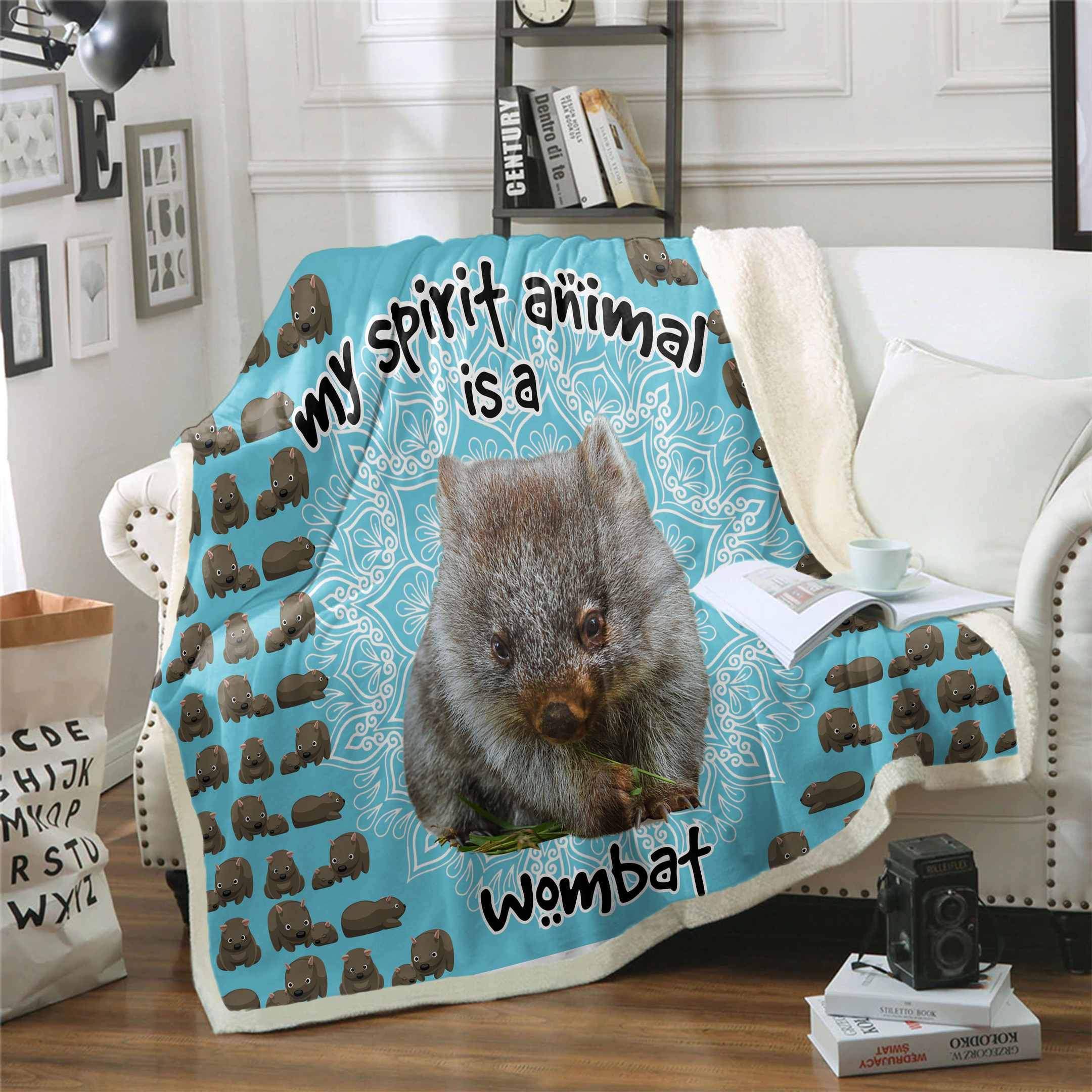 Wombat Is My Spirit Animal Sherpa Fleece Blanket