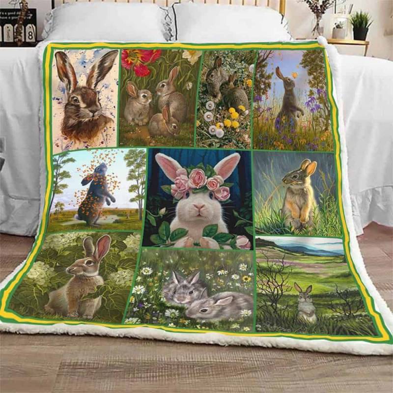 Cute Rabbit JQQ945 Fleece Blanket