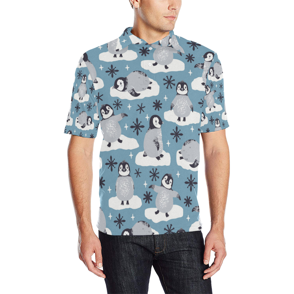 Penguin Pattern Print Design A05 Men Polo Shirt