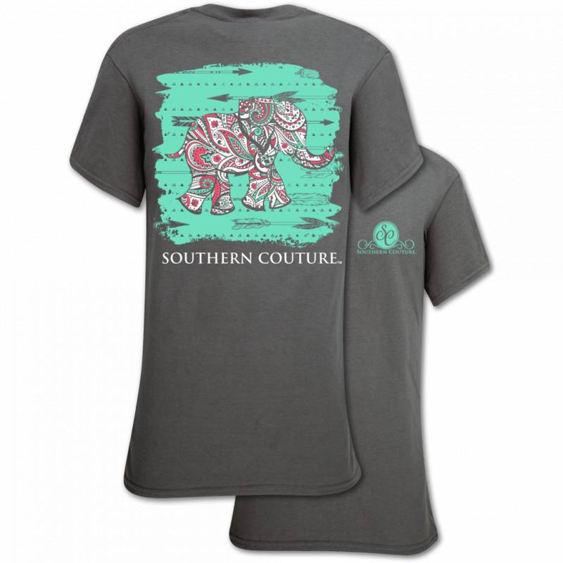 Southern Couture Paisley Elephant Arrows Girlie Bright T Shirt