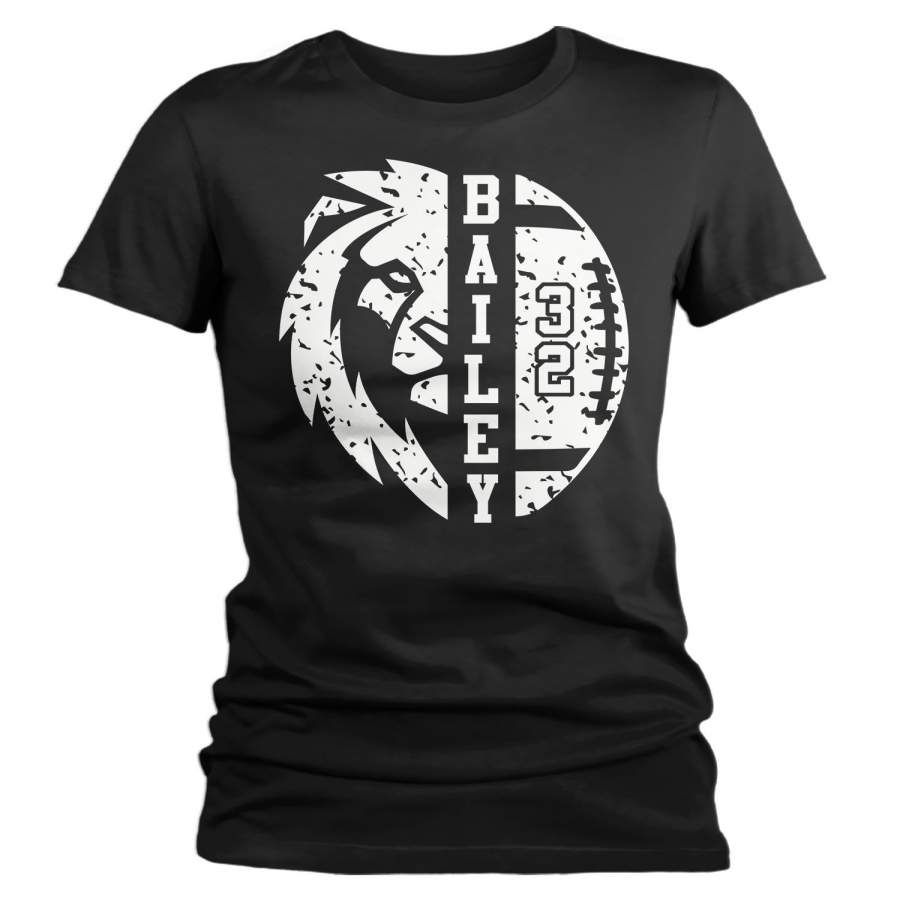 Women’s Personalized Lions Football T Shirt Custom Lion Football Shirts Football Mom T Shirt Personalized Shirts