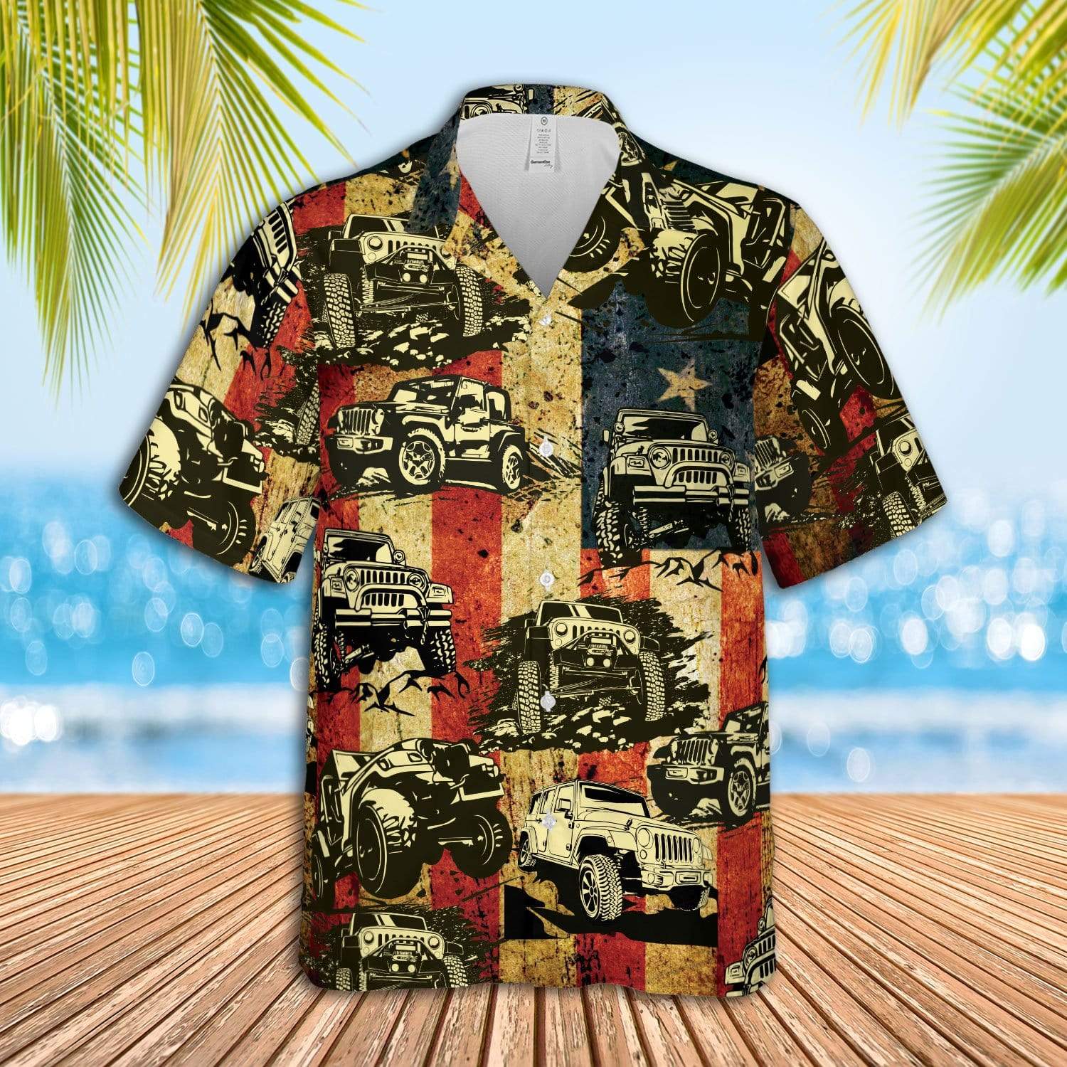 Vintage American Flag Jeep Unisex Hawaiian Shirts #190621H