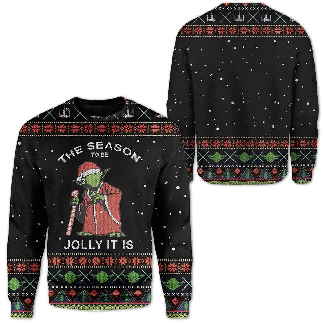 Unifinz Sw Sweater The Season To Be Jolly It Is Yoda Black Ugly Sweater 2022